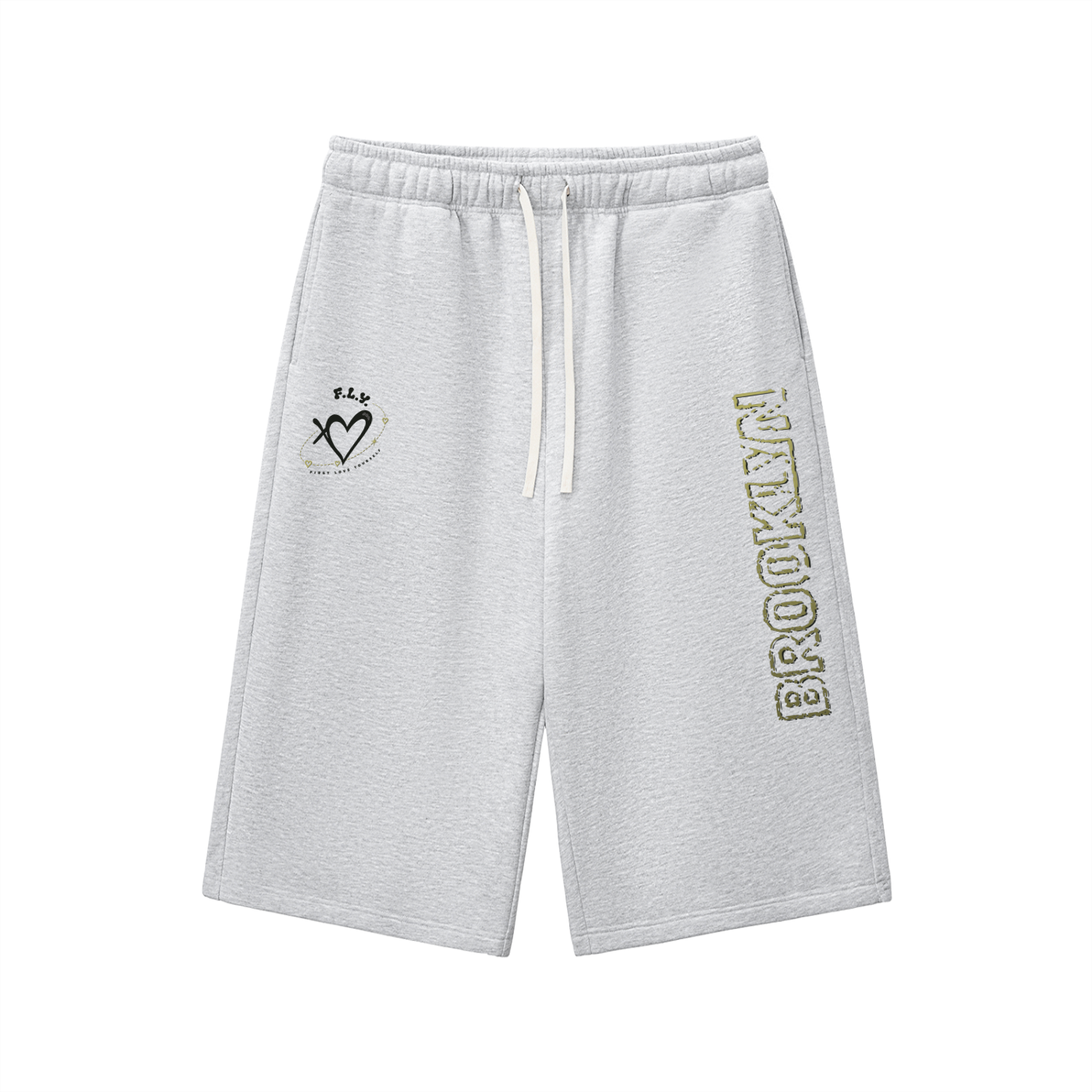 FlySoulz,BrooklynHeart,BrooklynShorts,LonglineShorts,SweatShorts,HeatherGrayShorts,GrayStreetwear,WideLegShorts,BaggyShorts,RelaxedFitShorts,UnisexStreetwear,HeartGraphic,BrooklynGraphic,BrooklynStreetwear,SelfLoveClothing,GraphicShorts,UrbanFashion,PremiumStreetwear,EverydayStreetwear,FirstLoveYourself