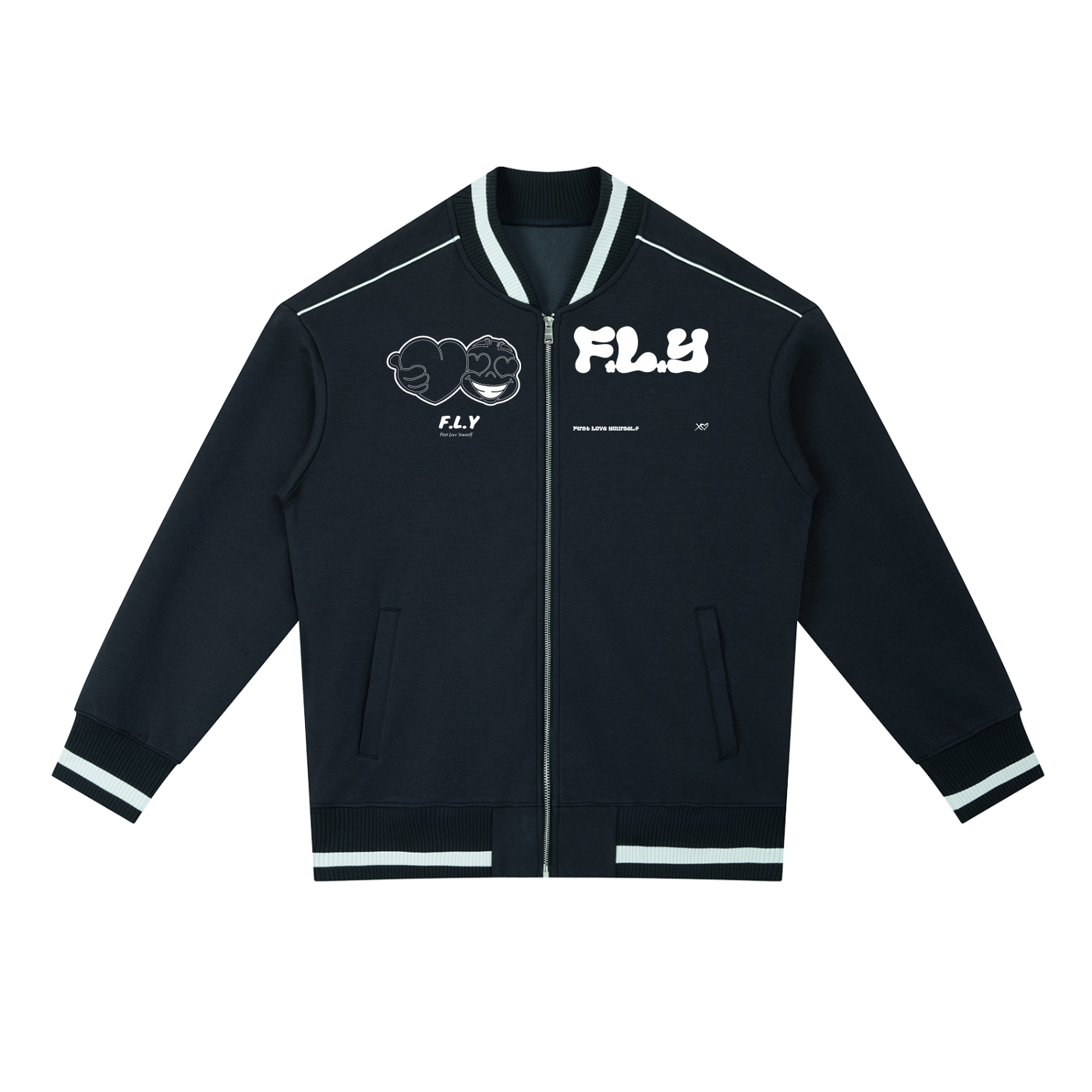 Contrast Piping Zip Bomber Jacket