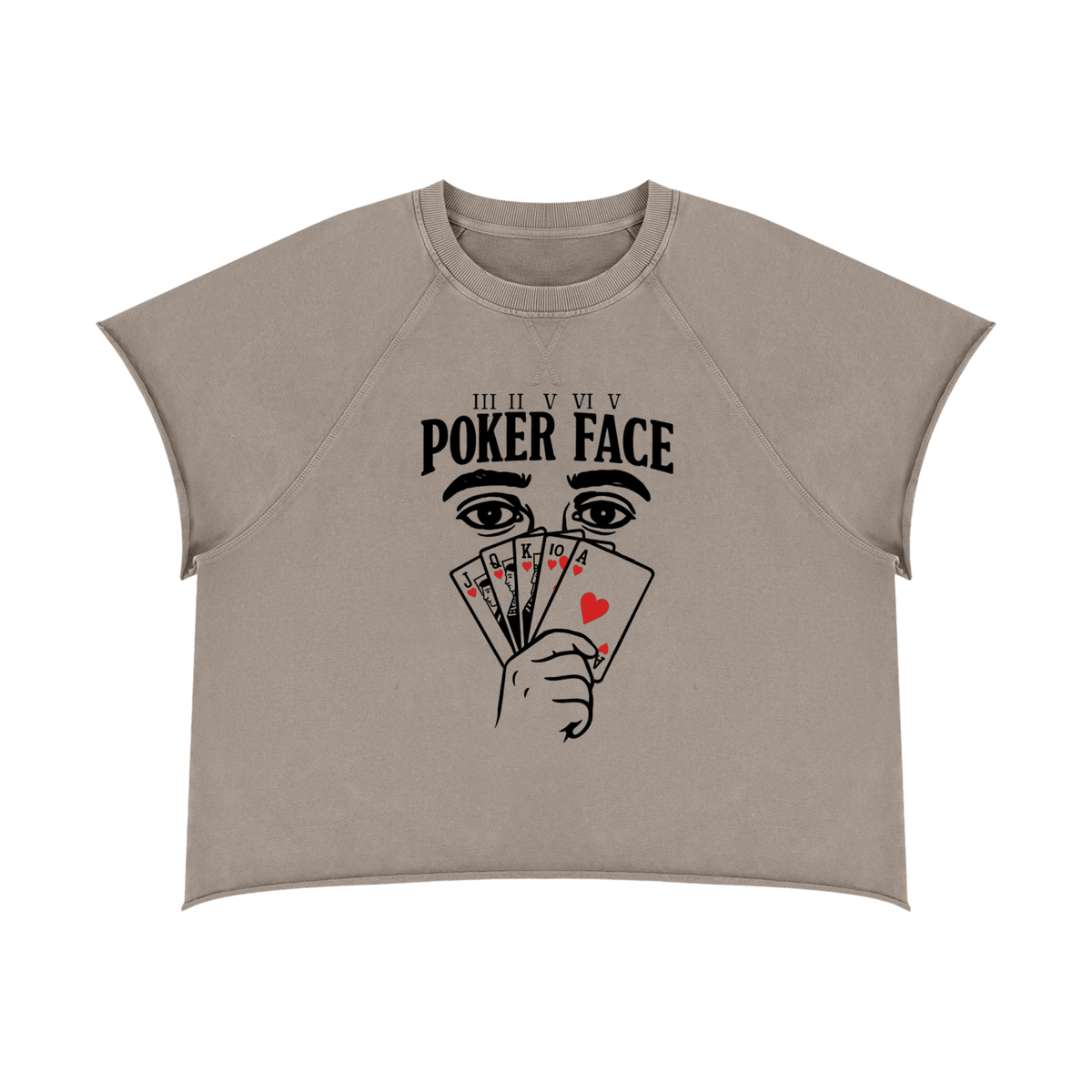 FlySoulz,PokerFace,PokerFaceTee,GraphicTee,CroppedGraphicTee,OversizedCroppedTee,BoxyFitTee,RawEdgeTee,RawHemTee,StoneColorTee,TaupeStreetwear,PlayingCardGraphic,CardGraphicTee,HeartCardDesign,PokerGraphic,StatementTee,ModernStreetwear,FlySoulzApparel,EverydayStreetwear