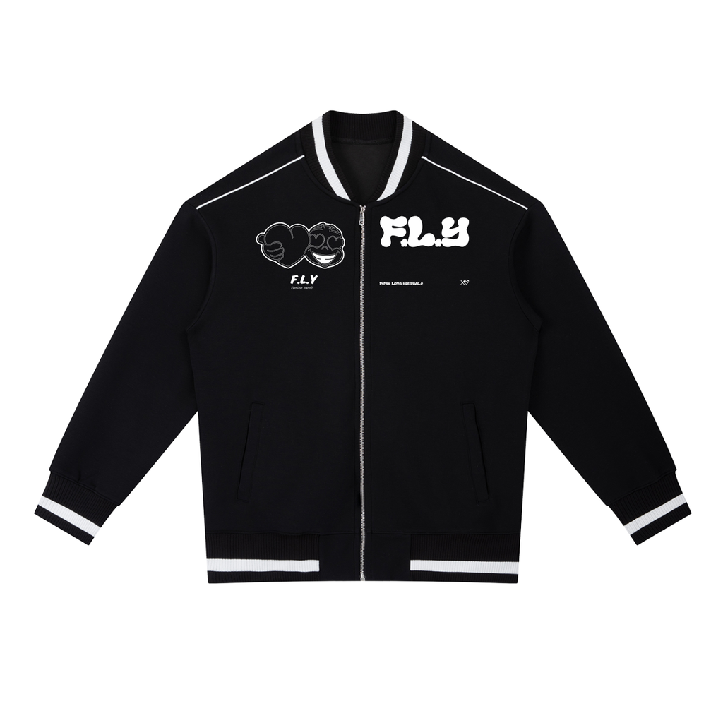 Contrast Piping Zip Bomber Jacket