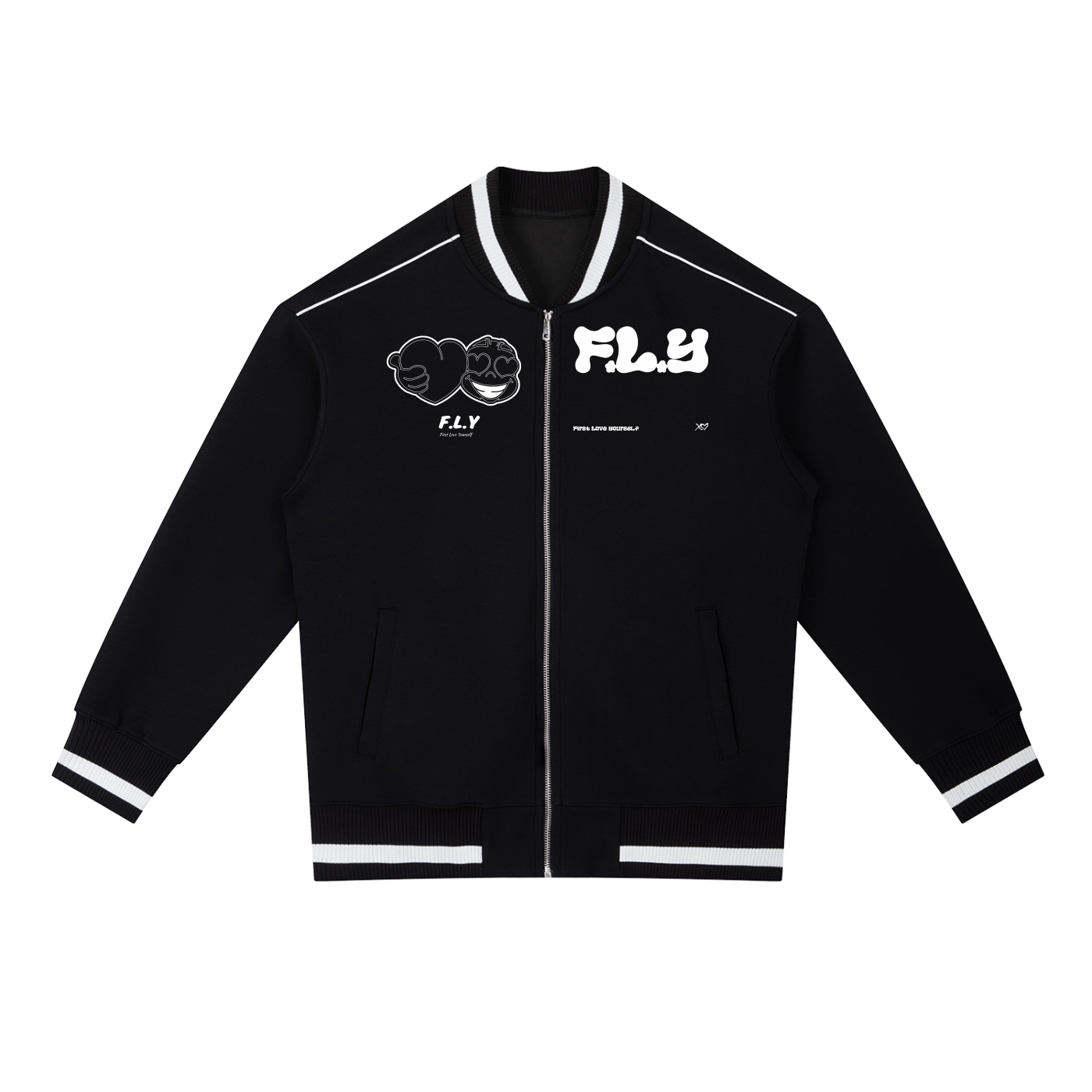 Contrast Piping Zip Bomber Jacket