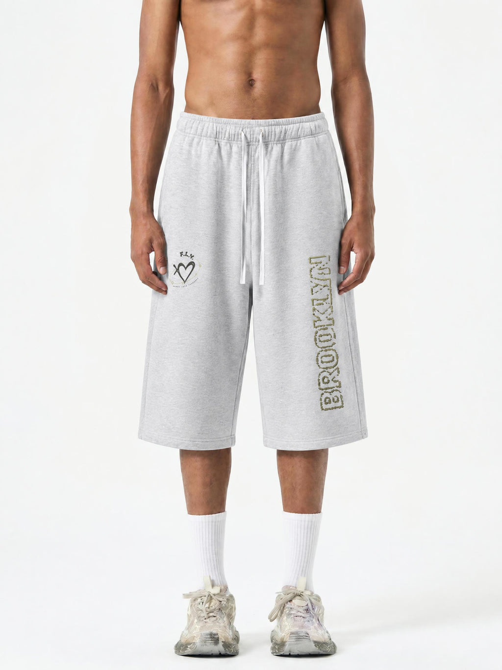 FlySoulz,BrooklynHeart,BrooklynShorts,LonglineShorts,SweatShorts,HeatherGrayShorts,GrayStreetwear,WideLegShorts,BaggyShorts,RelaxedFitShorts,UnisexStreetwear,HeartGraphic,BrooklynGraphic,BrooklynStreetwear,SelfLoveClothing,GraphicShorts,UrbanFashion,PremiumStreetwear,EverydayStreetwear,FirstLoveYourself