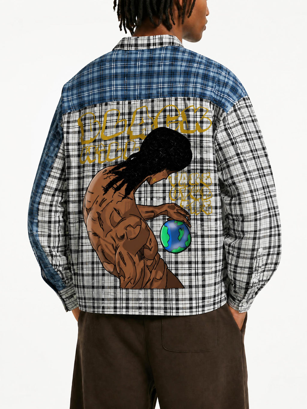 FlySoulz “One World” Split Plaid Shirt