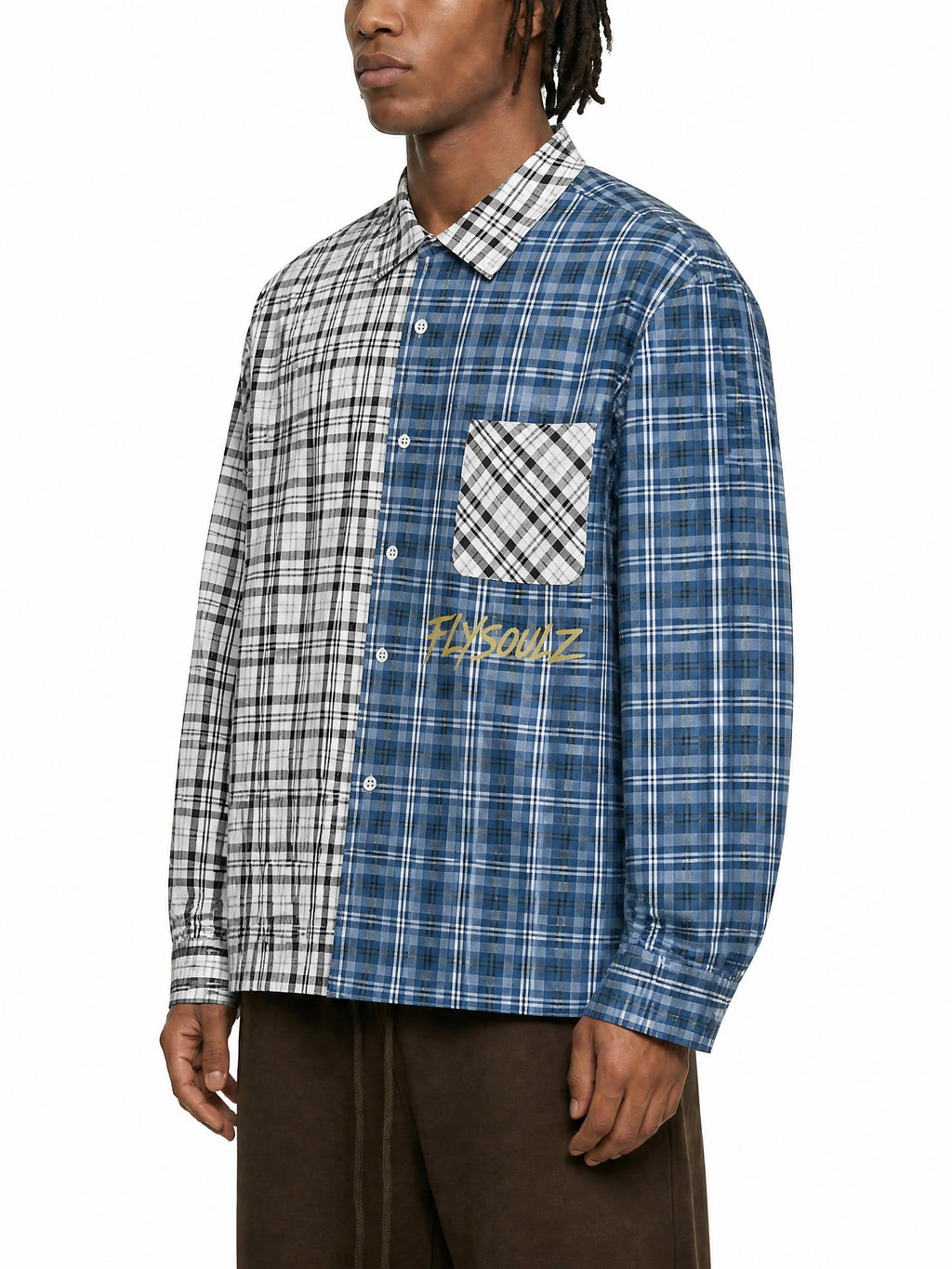 FlySoulz “One World” Split Plaid Shirt