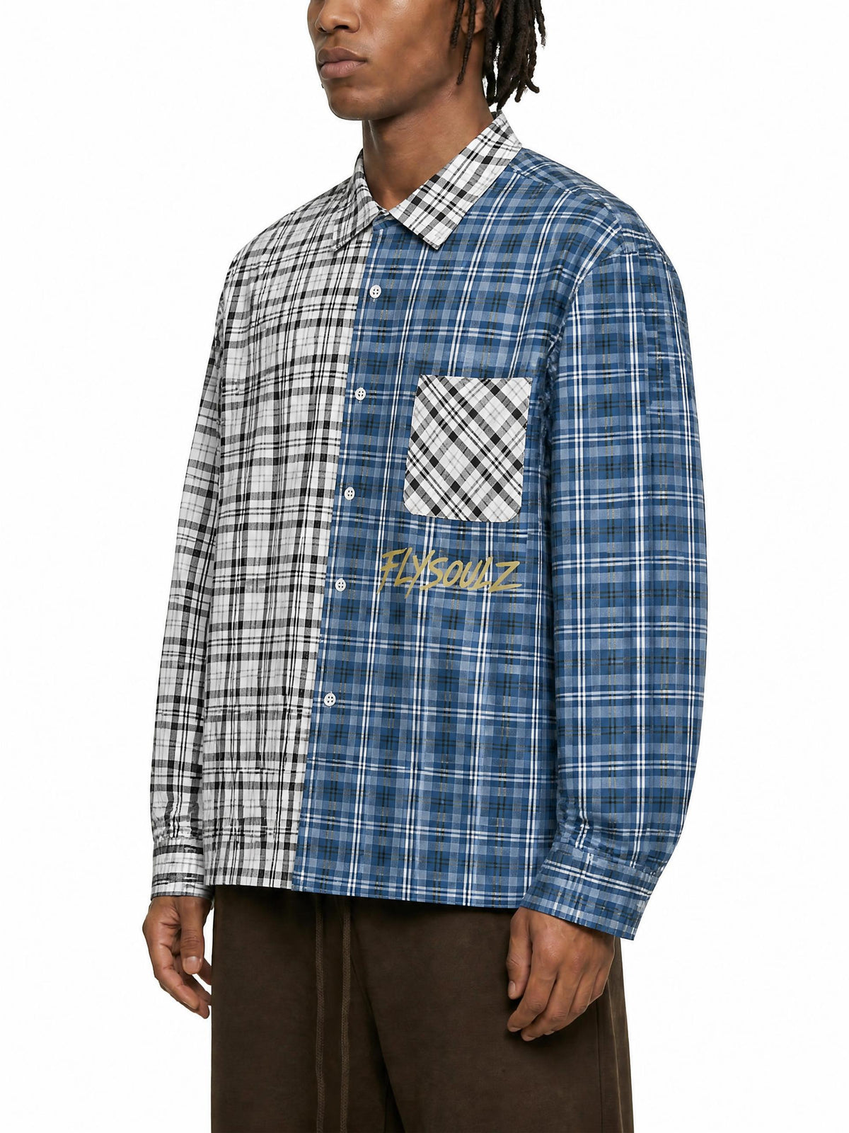 FlySoulz “One World” Split Plaid Shirt